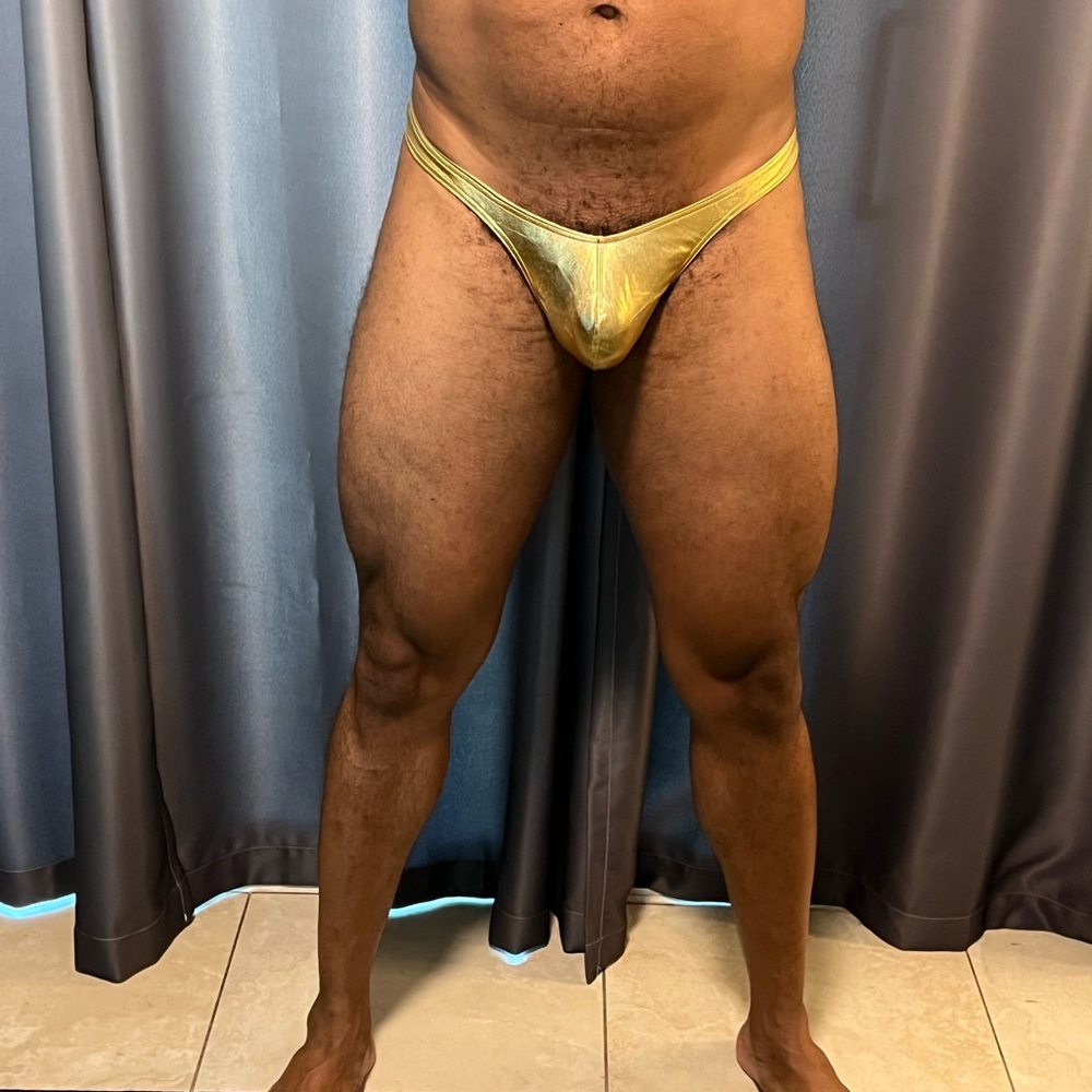 Mens Metallic Gold Thong Underwear super shiny and sexy